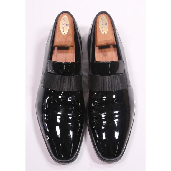 Hugo Boss Black Patent Leather Tuxedo Formal Loafers Grosgrain Band Men's US 7 - Picture 4 of 12